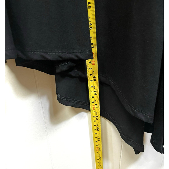 Chicos Asymmetric Hem Crochet Neckline Maxi Dress Black Stretch Size 3/US XL - Picture 7 of 10